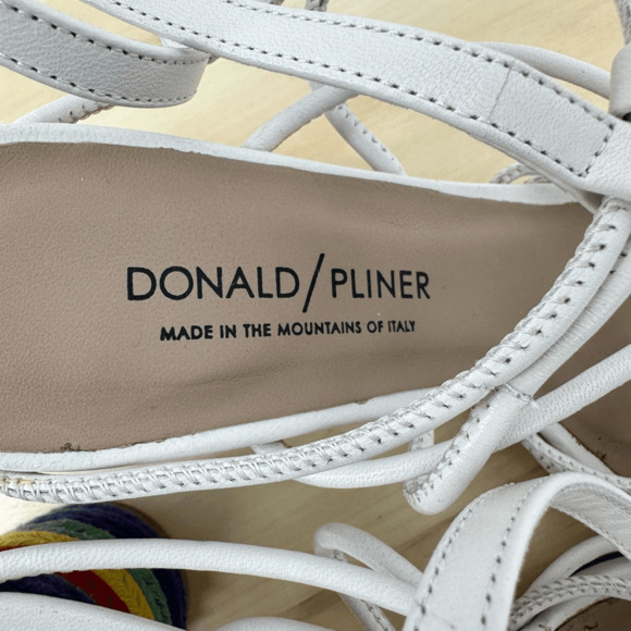 Donald J Pliner Strappy Leather Sandals Size 6 Block Heel Rainbow White Fairy - Picture 13 of 14